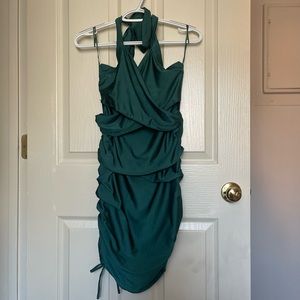 “Blue Blush” Emerald Green Mini Dress